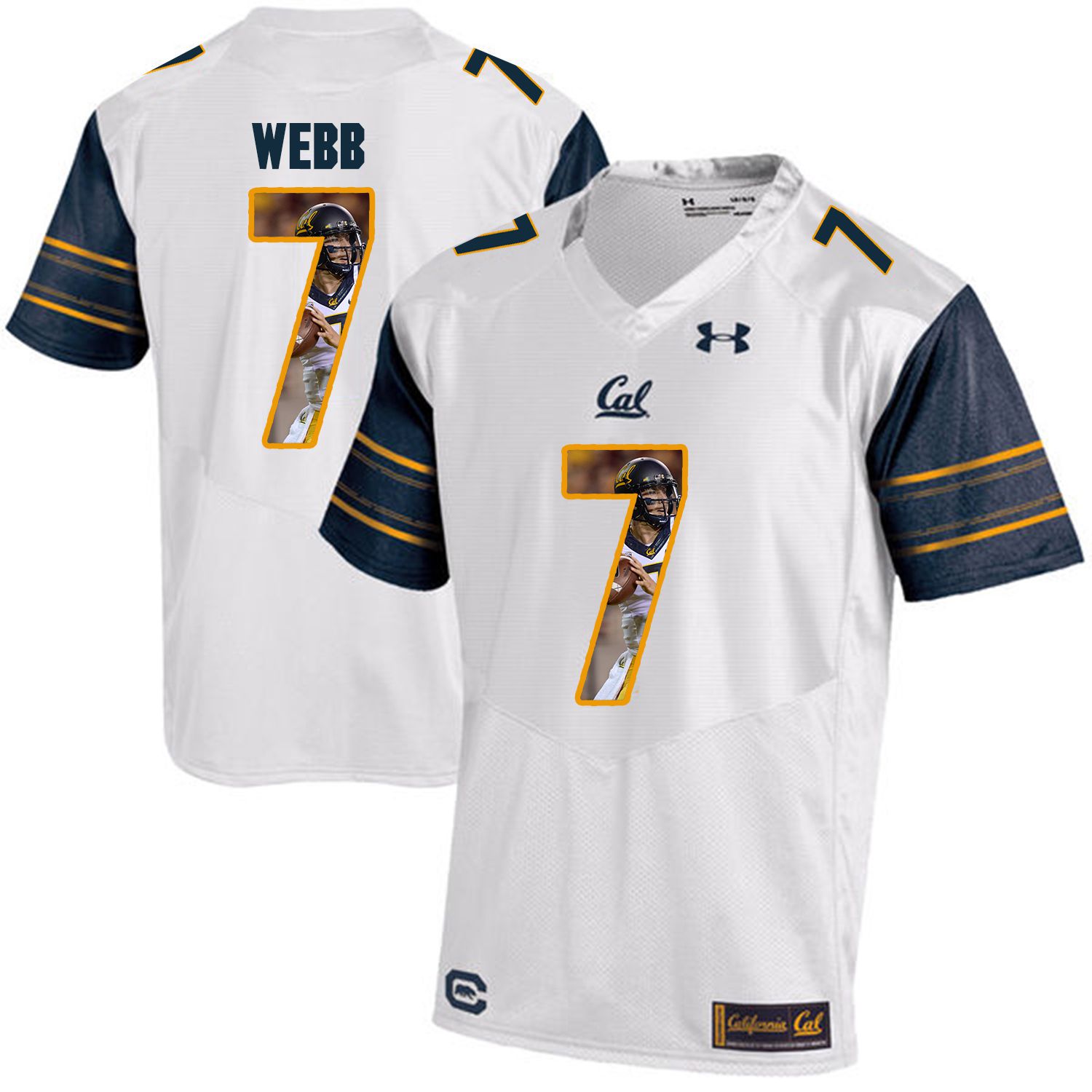 Men California Golden Bears #7 Davis Webb White Customized NCAA Jerseys1